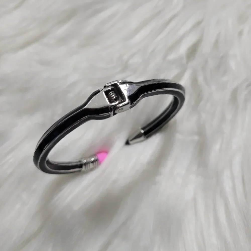 Black Pencil Design Hinged Bracelet
